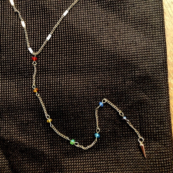 Free People Dainty Rainbow Bead Y-shaped Necklace - Gold - Picture 2 of 2